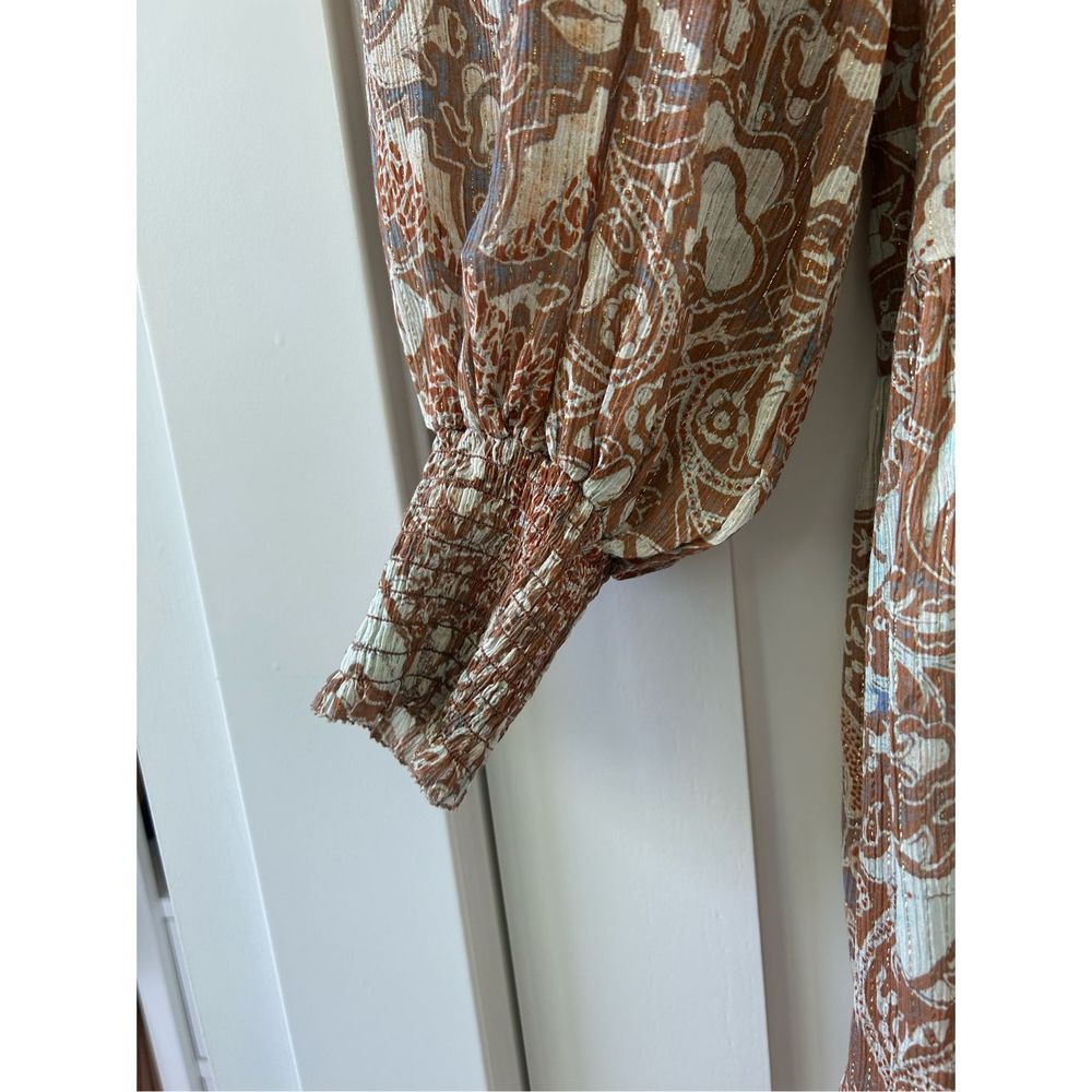 Ulla Johnson Maja Dropped Waist Cotton-Blend Mini Dress Women’s Brown Size 14 - Picture 10 of 10